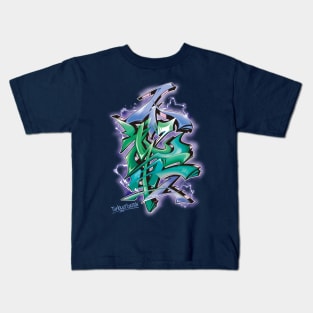 Japanese KANJI Graffiti Futaiten (BlueGreen) Kids T-Shirt